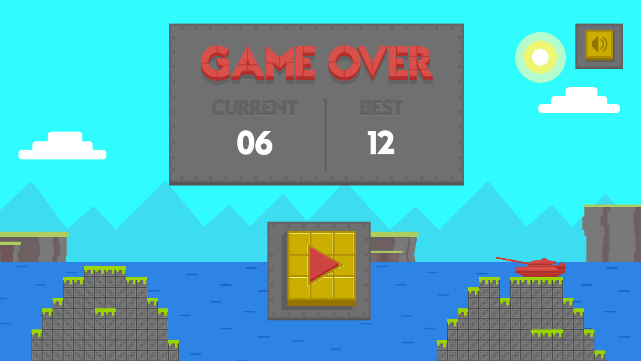 Game over screen, as one of the tanks is destroyed.