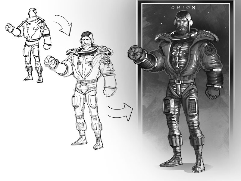 Concept Sketches of Captain Orion