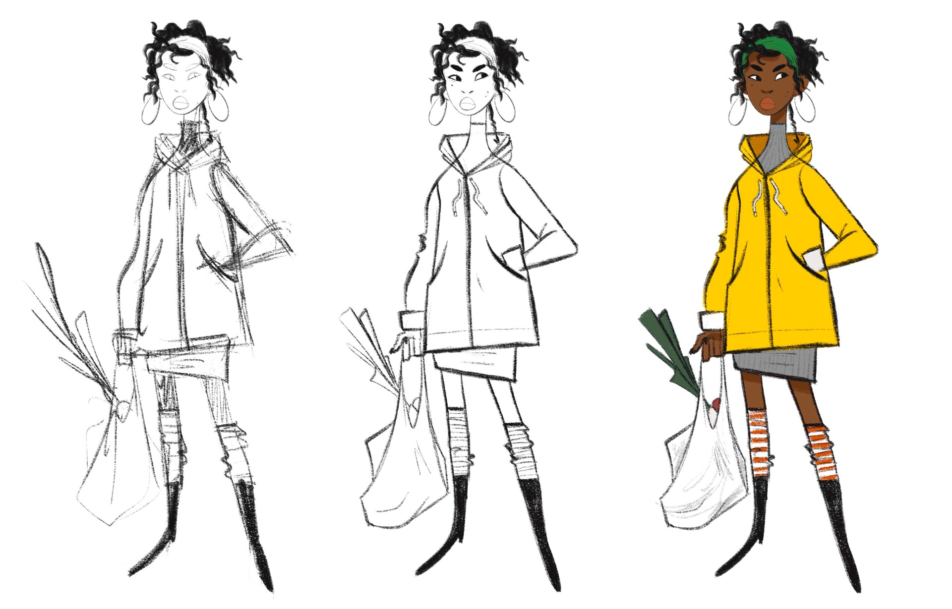 ArtStation Girl in a yellow raincoat