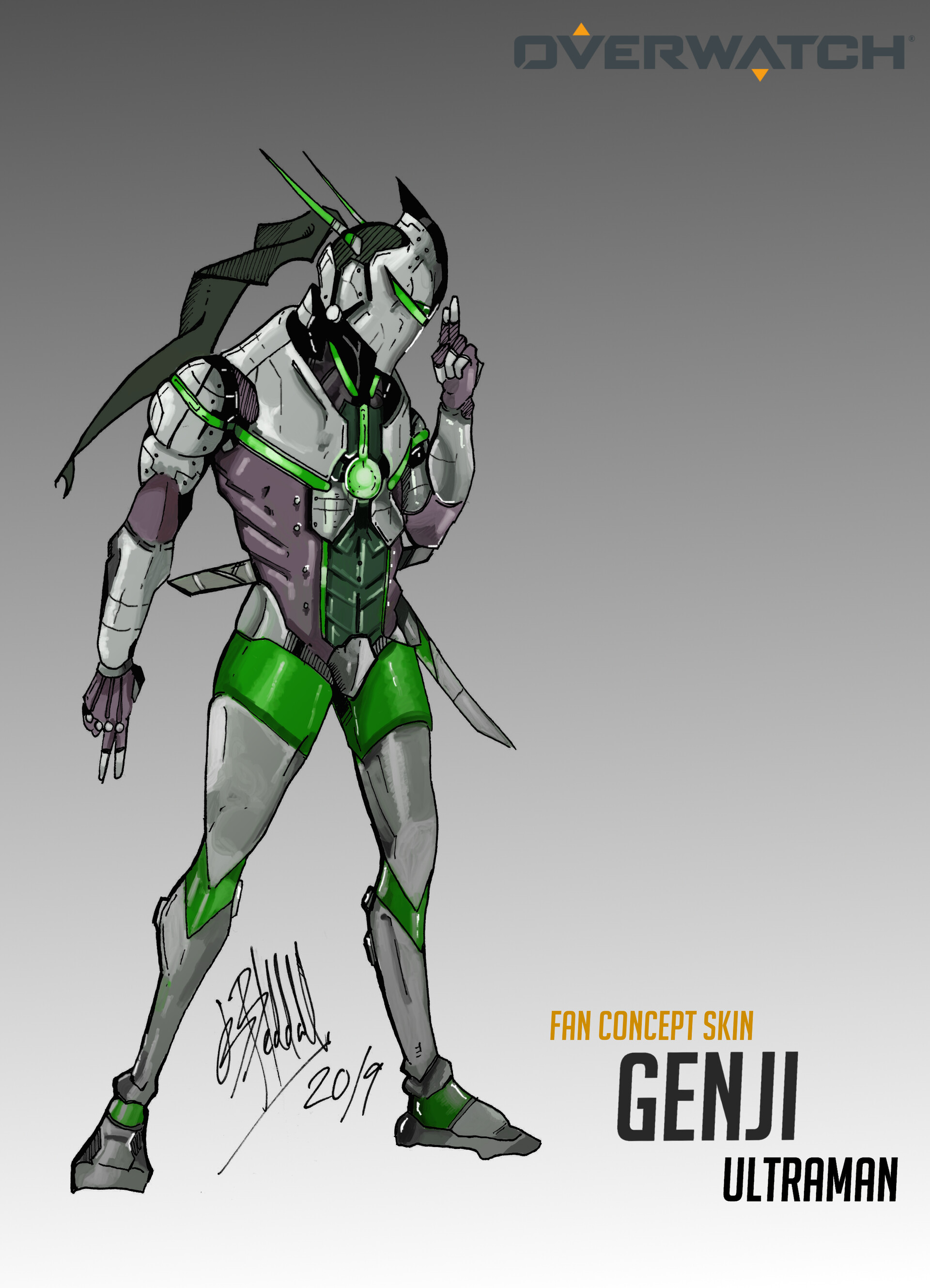 Artstation Fan Concept Overwatch Skin Ultraman Genji J Beddall Art