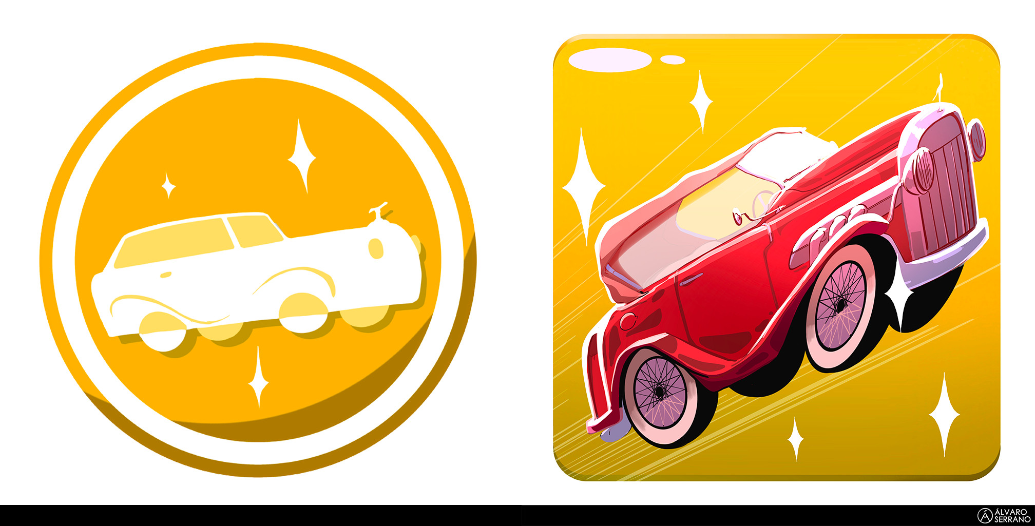 FLAT &amp; STYLIZED ICONS FOR LUXURY CAR!