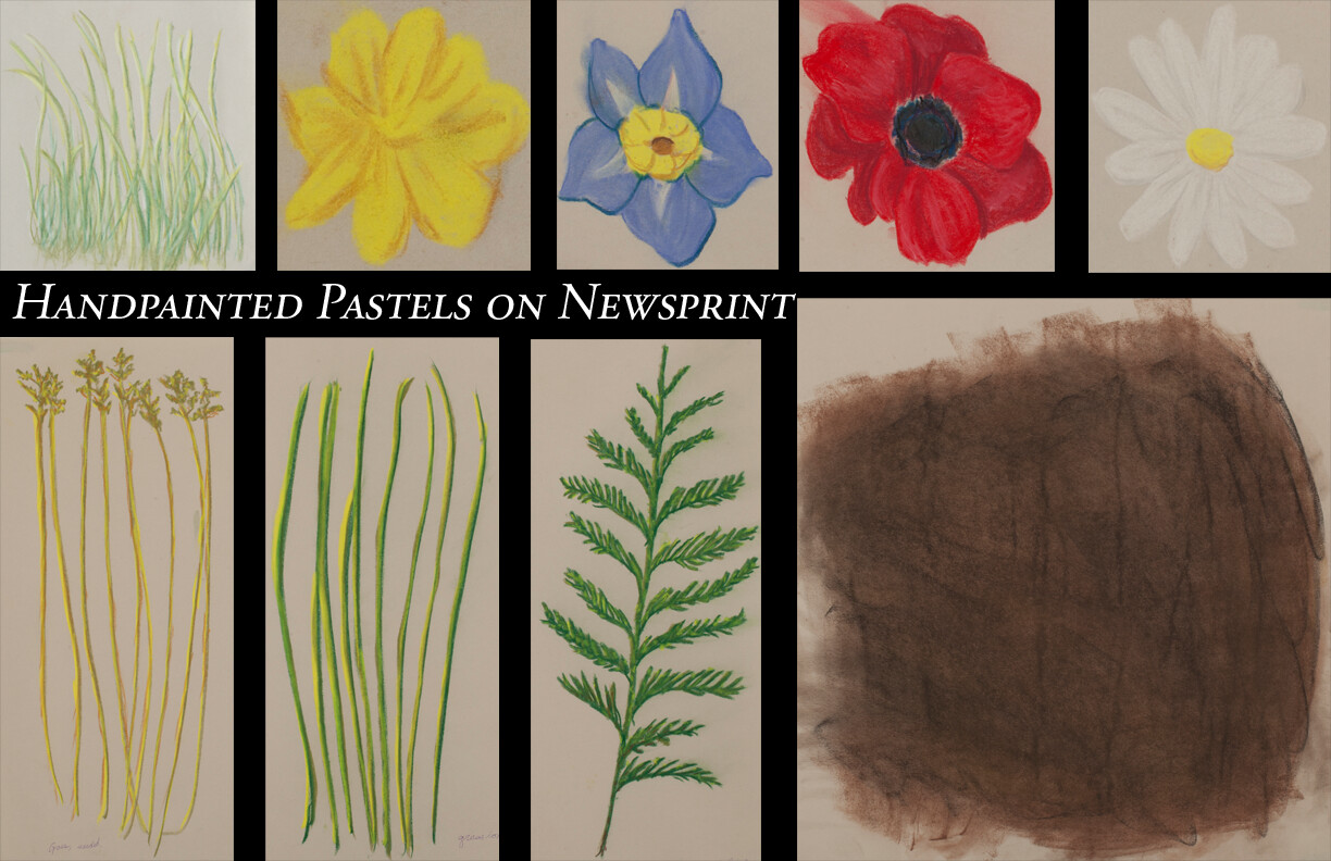 Handpainted pastels on newsprint 