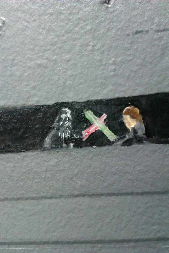 Details in the windows of the Star Destroyer - these are less than half an inch tall