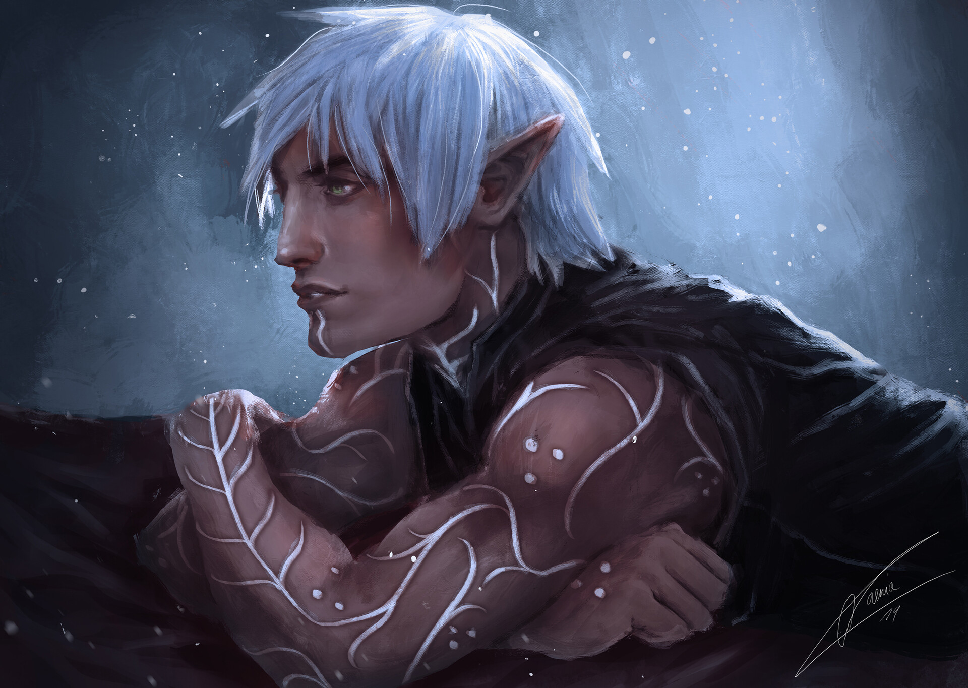 Study that turned into a fanart of Fenris from Dragon Age 2.