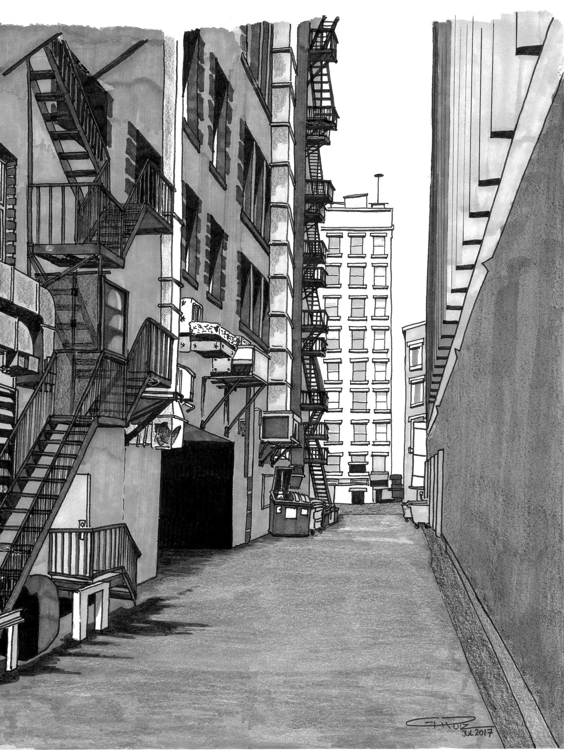 Artstation Sketch Of Montreal Alley