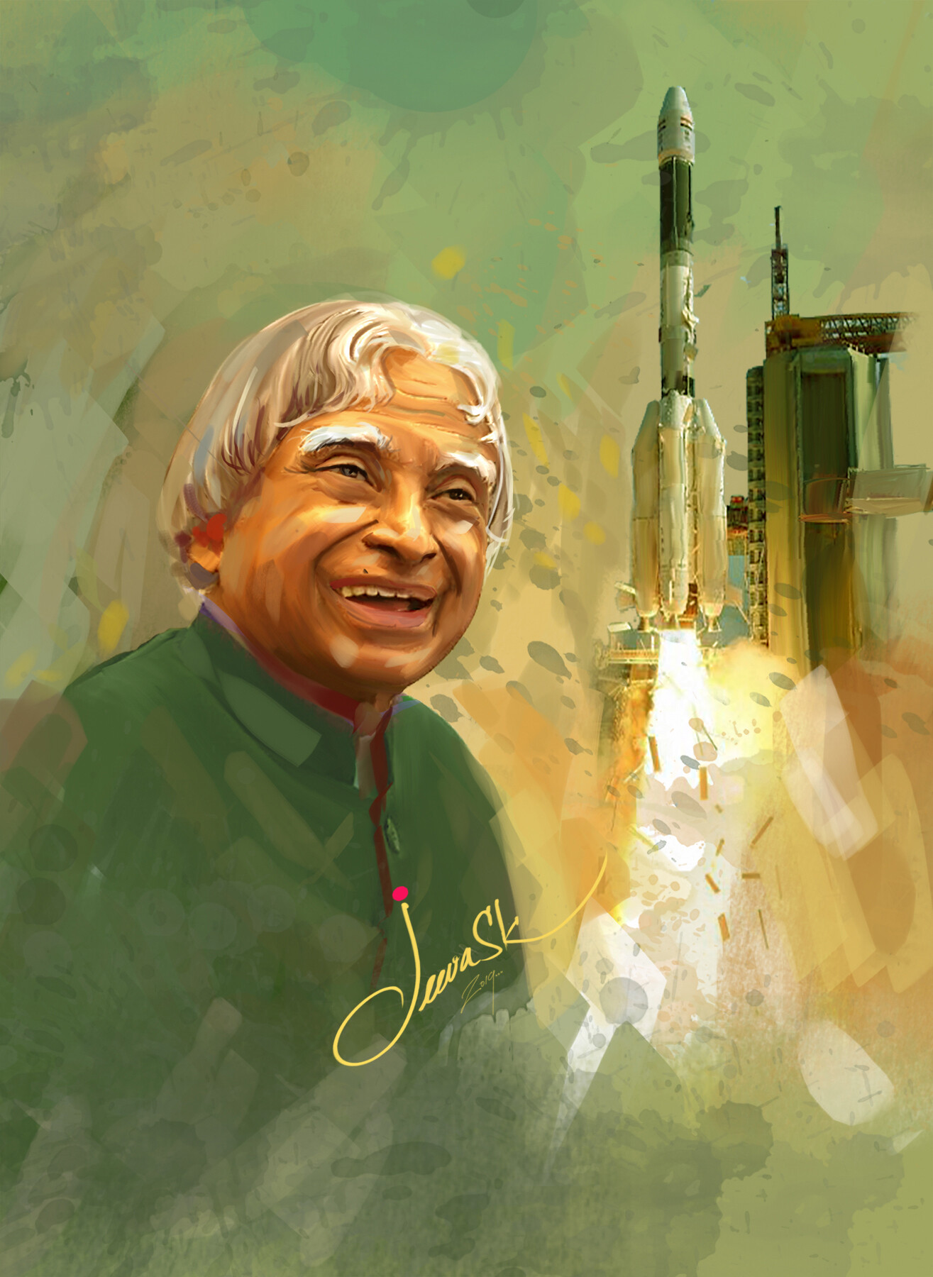 Dr A P J Abdul Kalam Painting by Tejwinder Singh