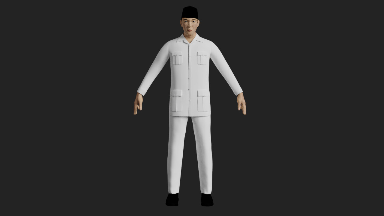 ArtStation - 3D character of Ir. Soekarno