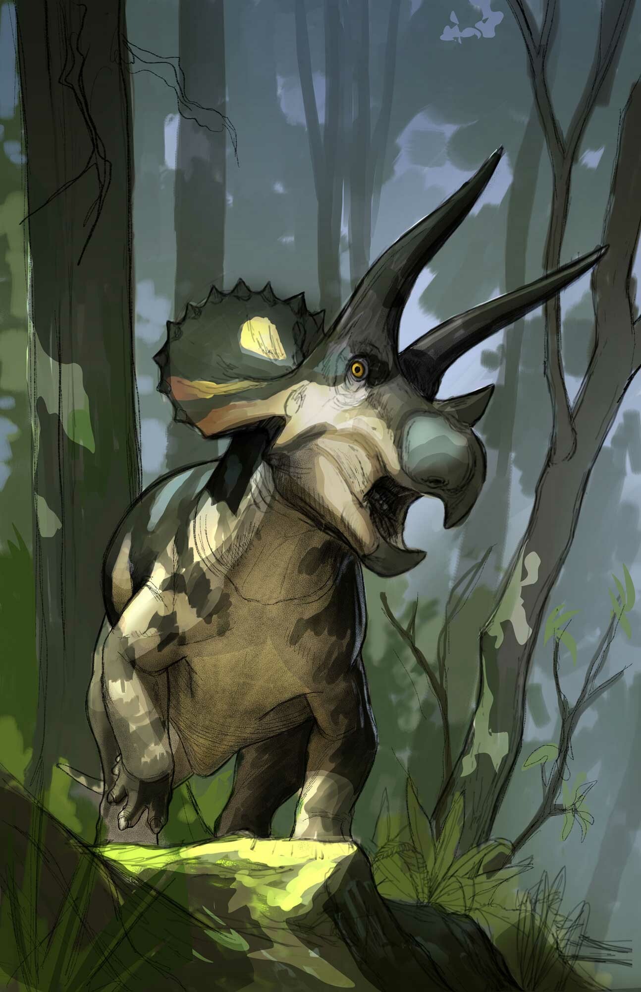Raul Ramos - Beasts of the Mesozoic: Triceratops Subadult Package Art