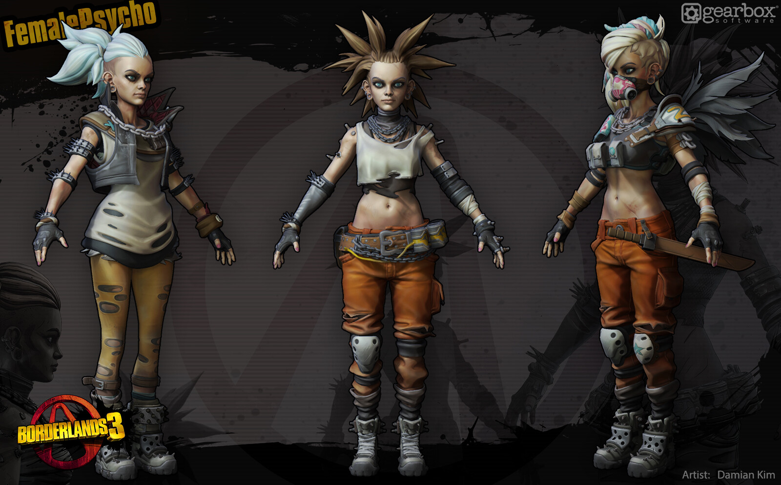 Damian Kim Borderlands 3 Female Psycho Enemy Character Art 5909