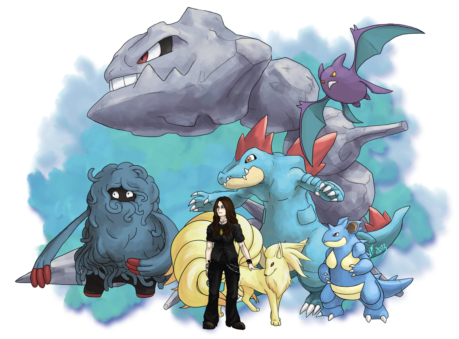 Pokemon teams and illustrations.