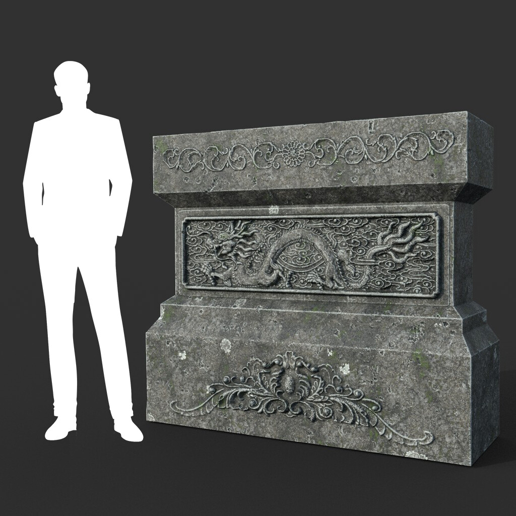 3d Landscape Low Poly Ancient Dragon Temple Element Pack 01