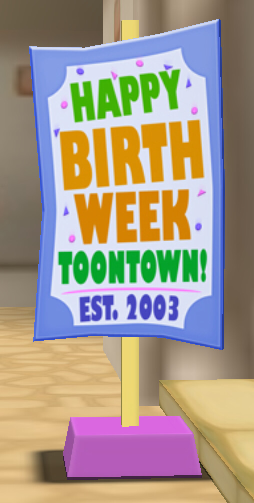 Toontown Anniversary Sign In-Game Preview