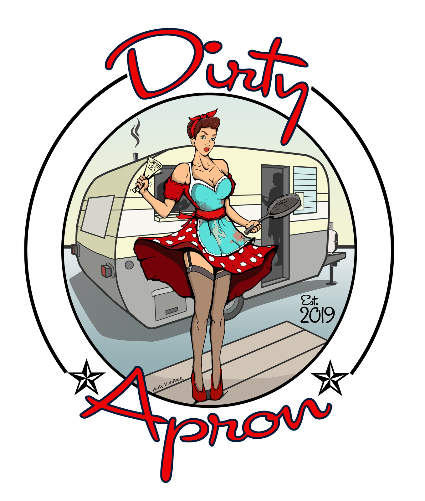 Dirty Apron Logo. Pencil illustration Photoshop