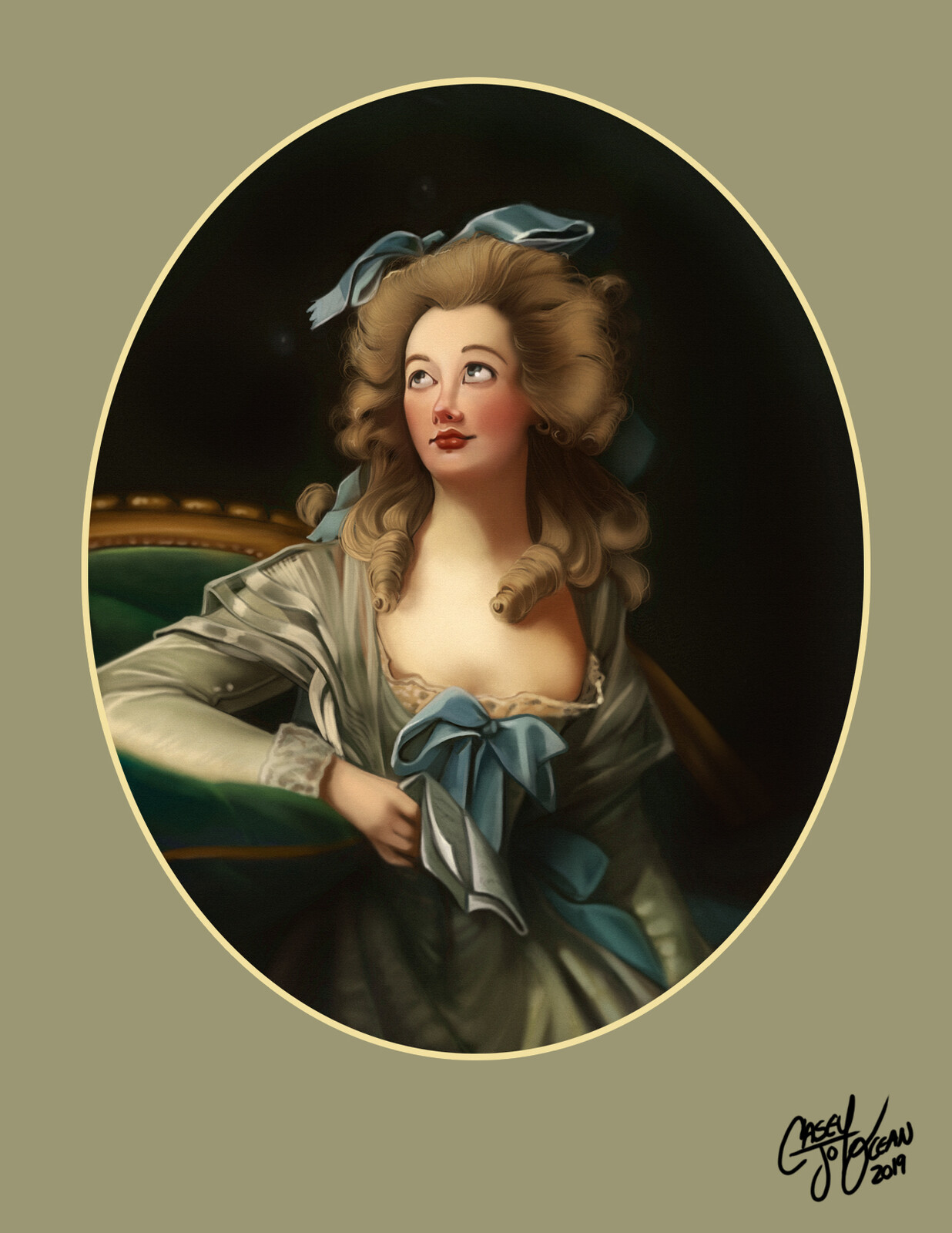 Portrait study of the 18th century painting Madame Grand by Elisabeth Louise Vigee Le Brun; French.

Just had fun eyeballing and recreating the painting in my own personal style.