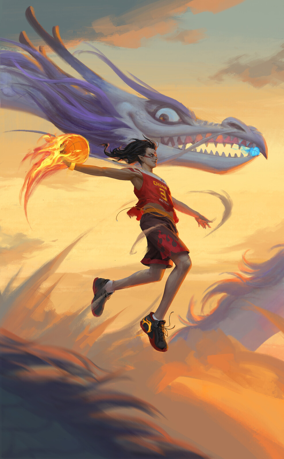 哪吒打篮球nezha And Aobing Plays Basketball Wu Ge Artstation