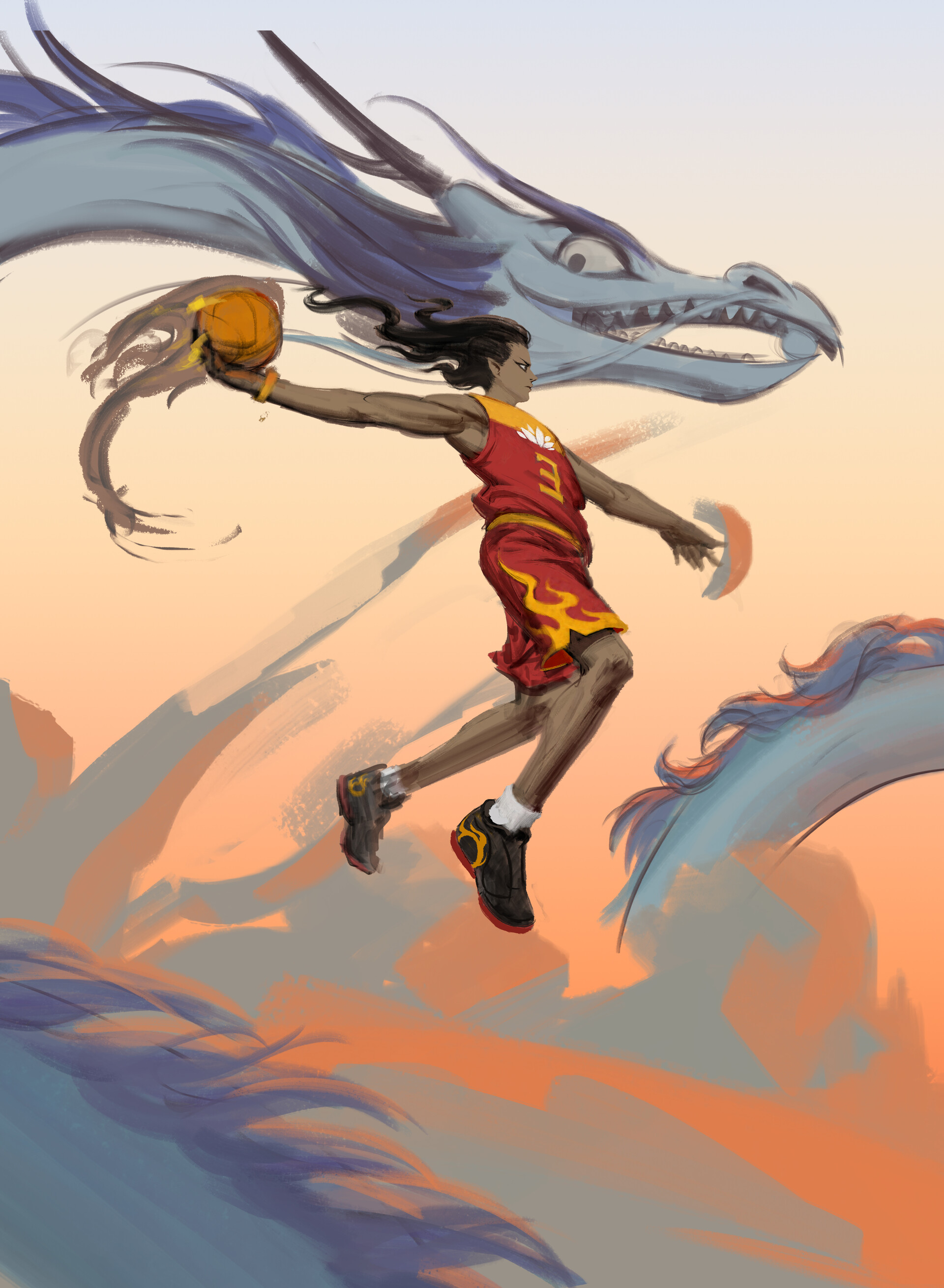 Artstation 哪吒打篮球nezha And Aobing Plays Basketball Wu Ge