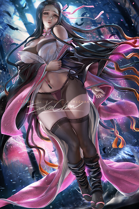 ilustração Sakimichan de Nezuko adulta
