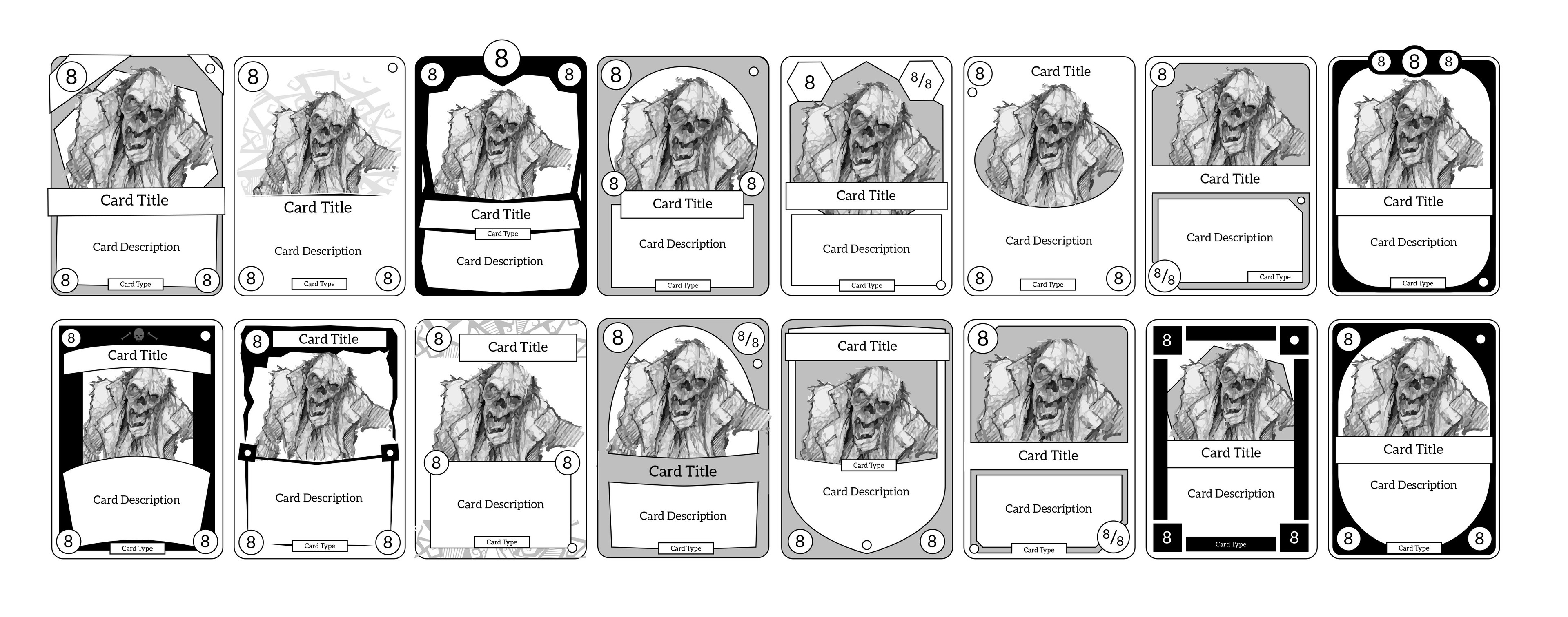 The more successful wireframes were picked out and I started doing some rough concepts for how the card image and text could be framed.  I kept this stage as quick shapes to allow fast iteration and discussions with the team.