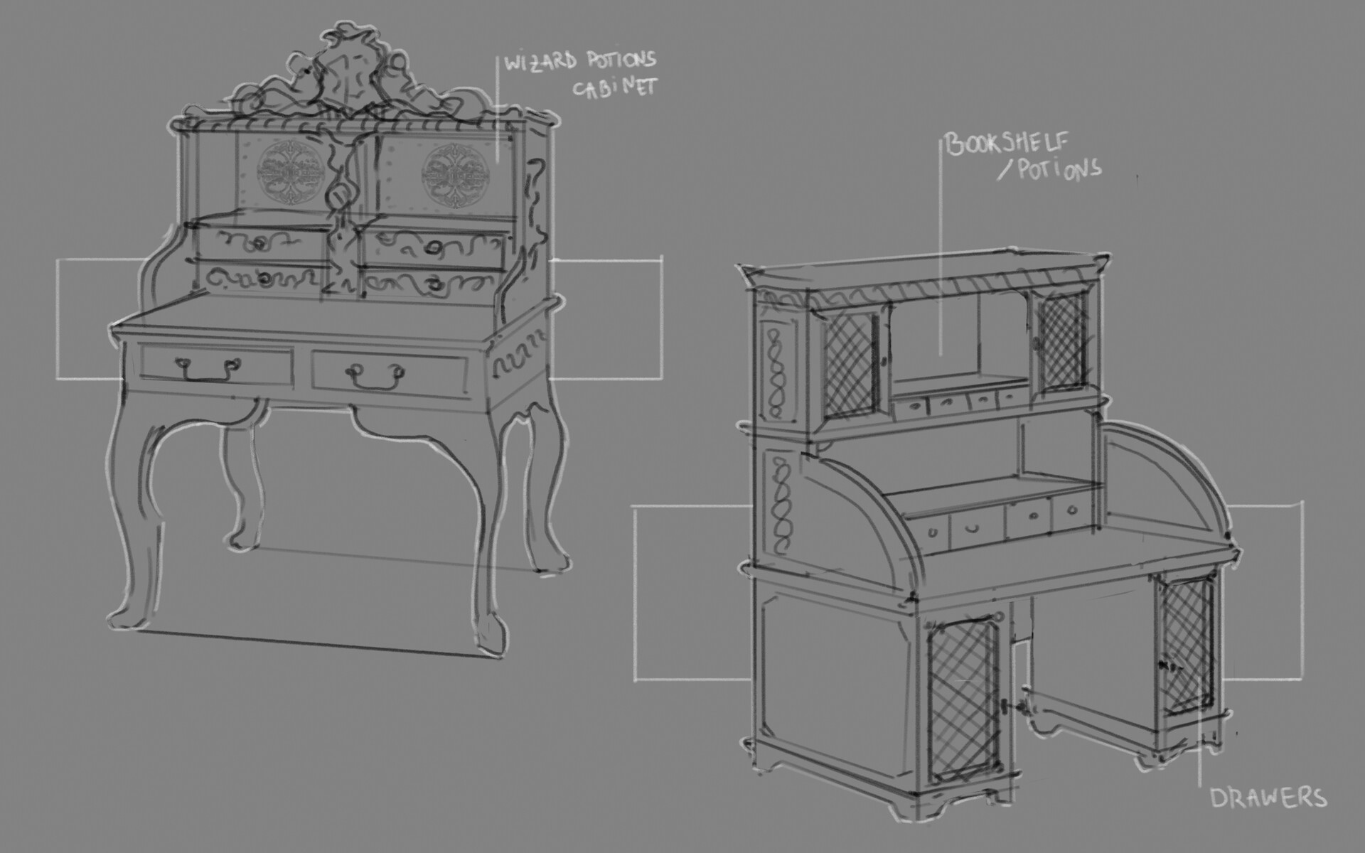 Ana Popescu Wizard Desk Lineart Exploration