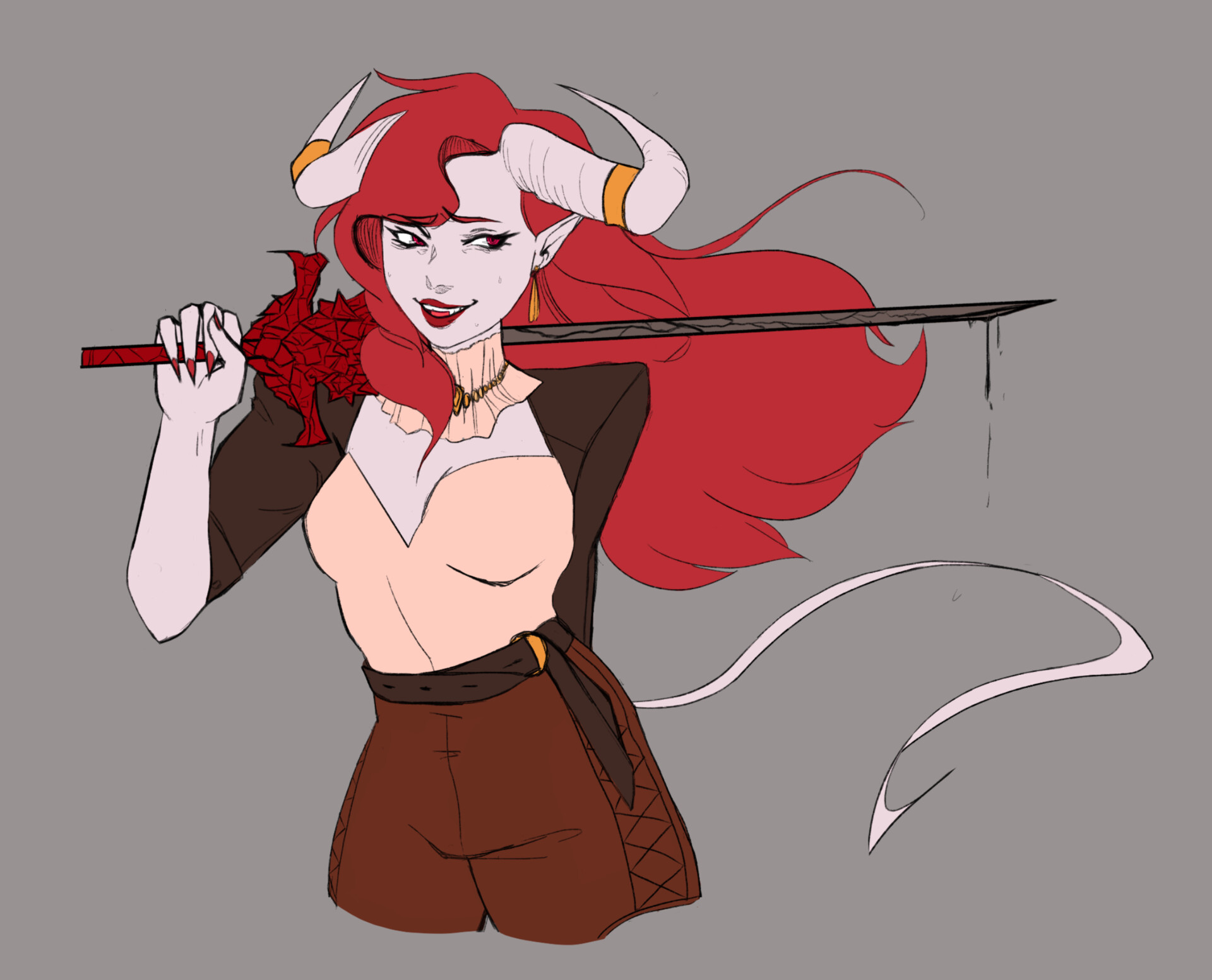 Courtney Chavez Tiefling Hexblade Warlock My friend's lovely dragonborn, and one of the newest diplomats, despite his normally abrasive exterior. courtney chavez tiefling hexblade warlock