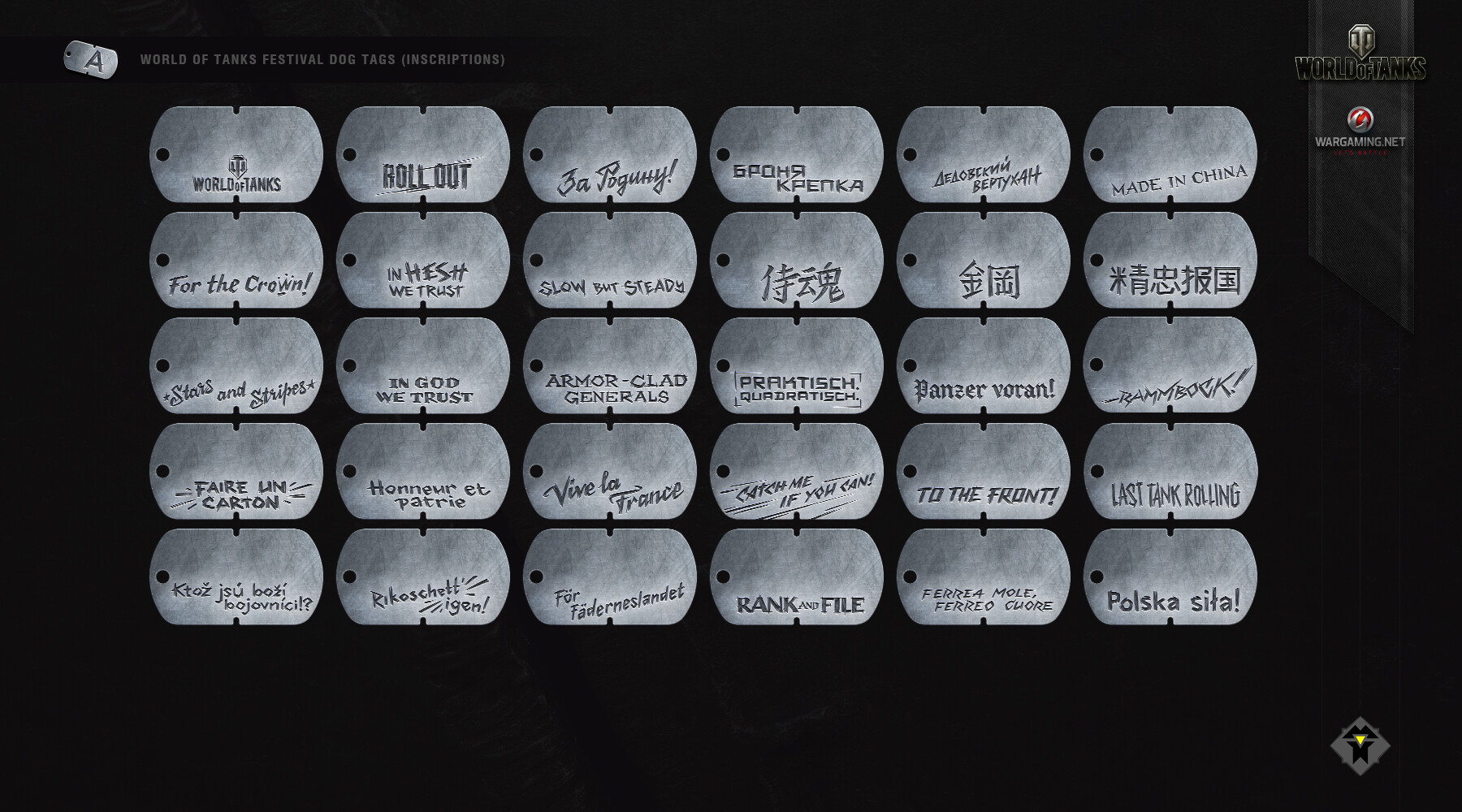 Wot dog tags top