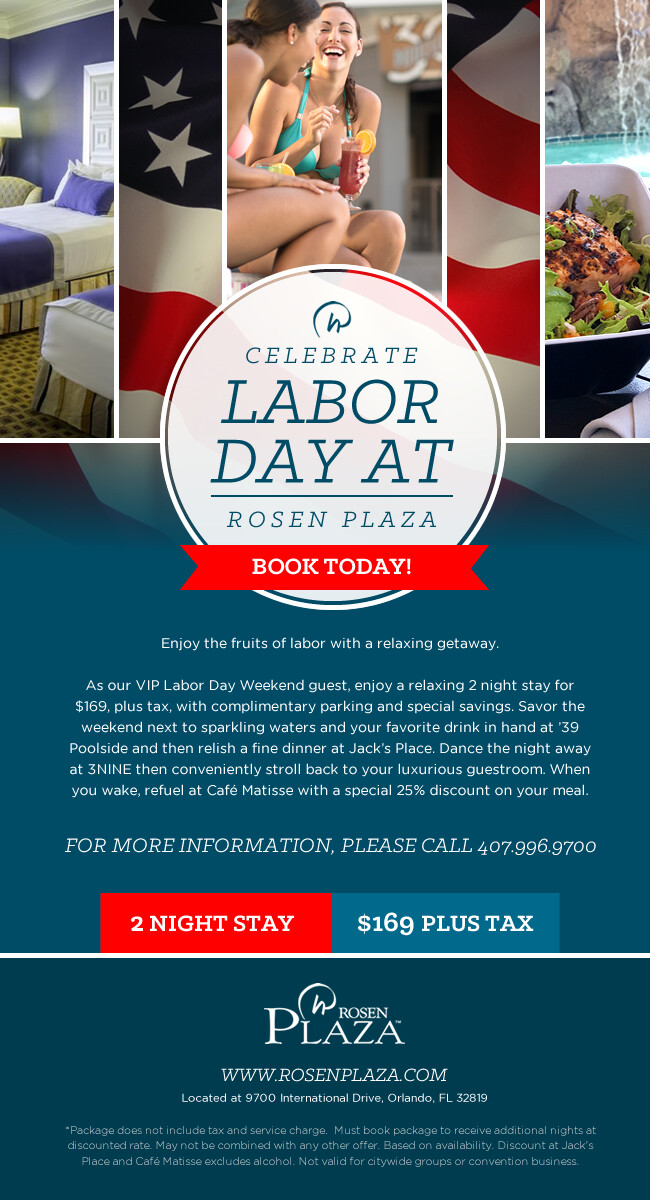 ArtStation Rosen Plaza Hotel Labor Day Email Promotion