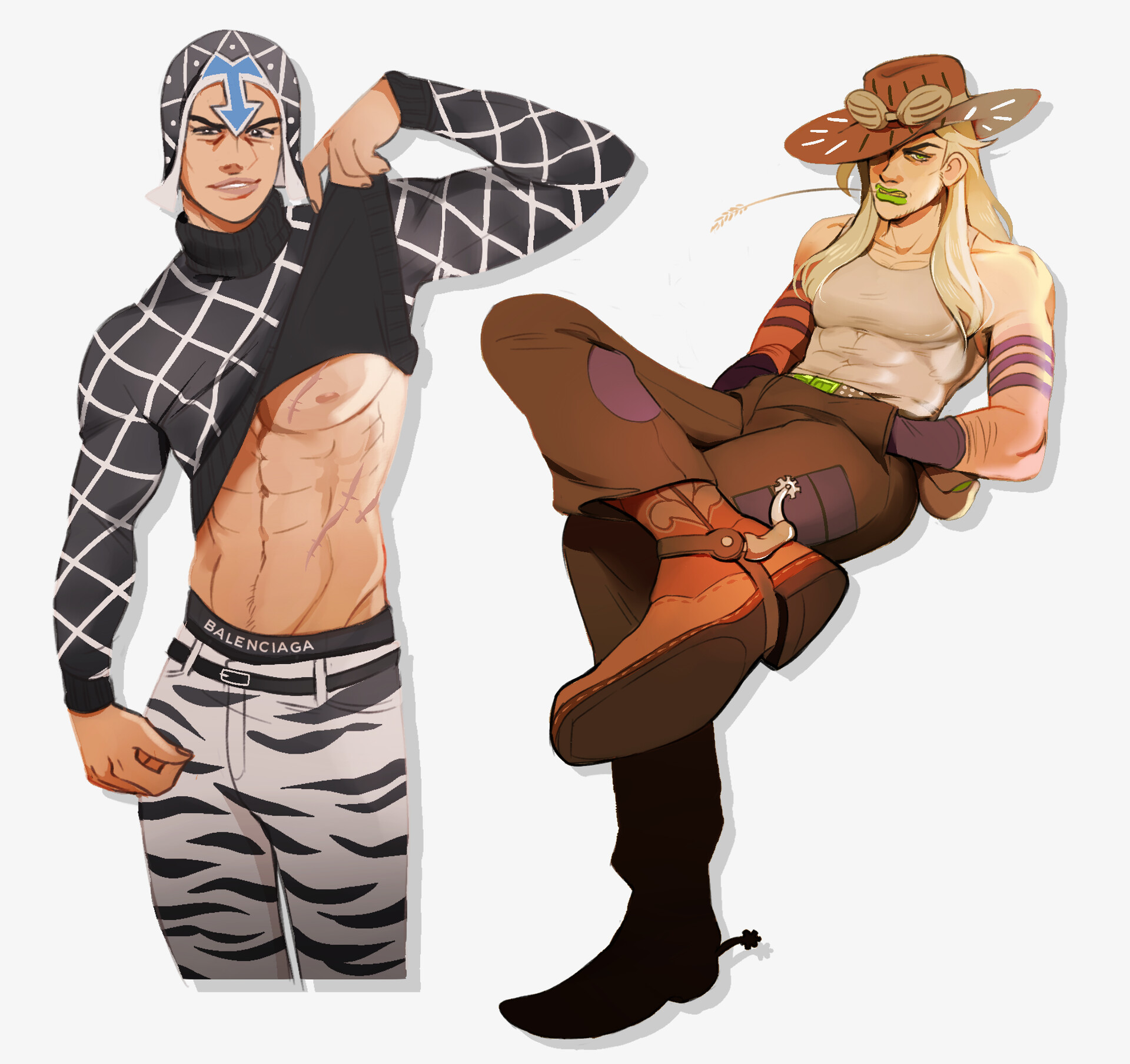 mista and gyro from jojo's bizarre adventure. you can tell this series...