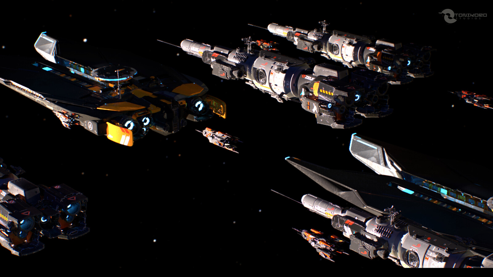 Titan Corps Patrol ships returning to Ganymede City.. *Marmoset Toolbag 3