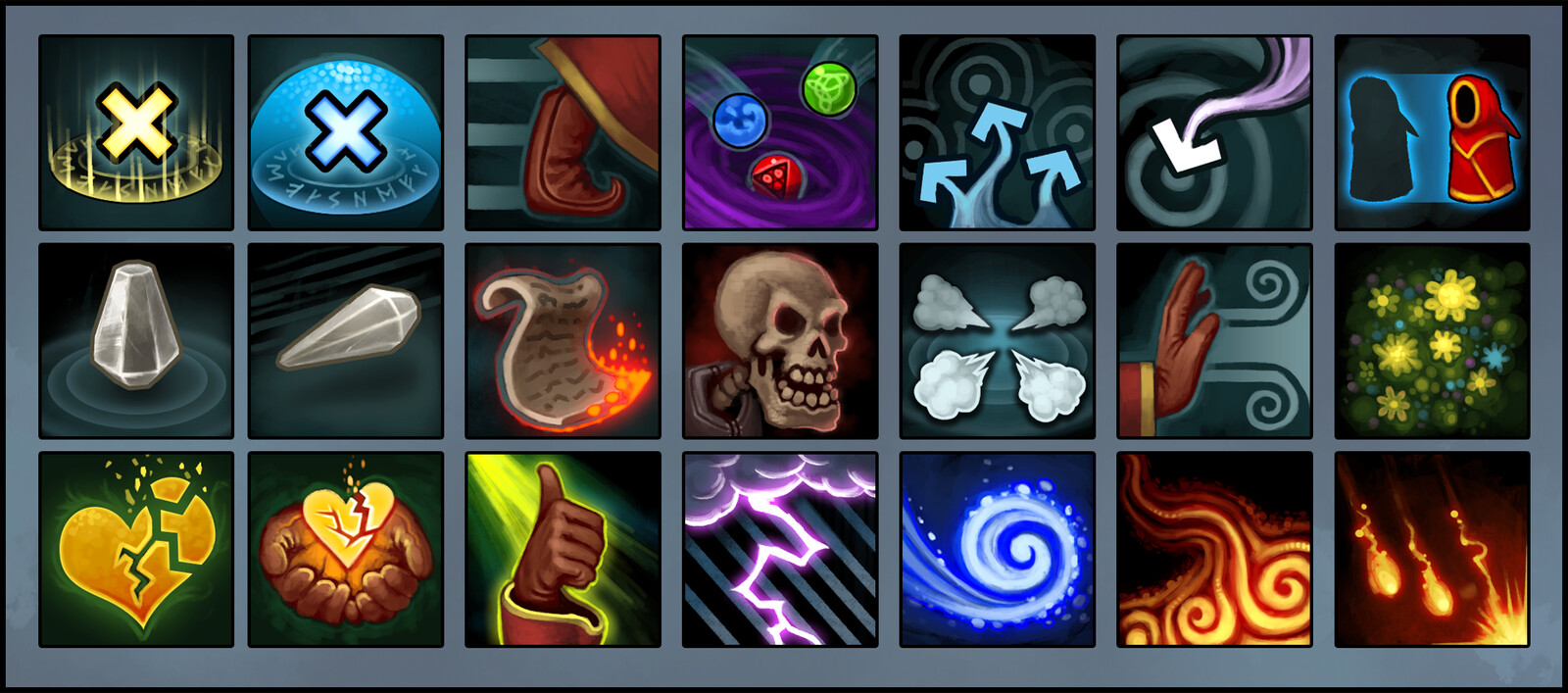 Skill icons for all spells the wizards could use