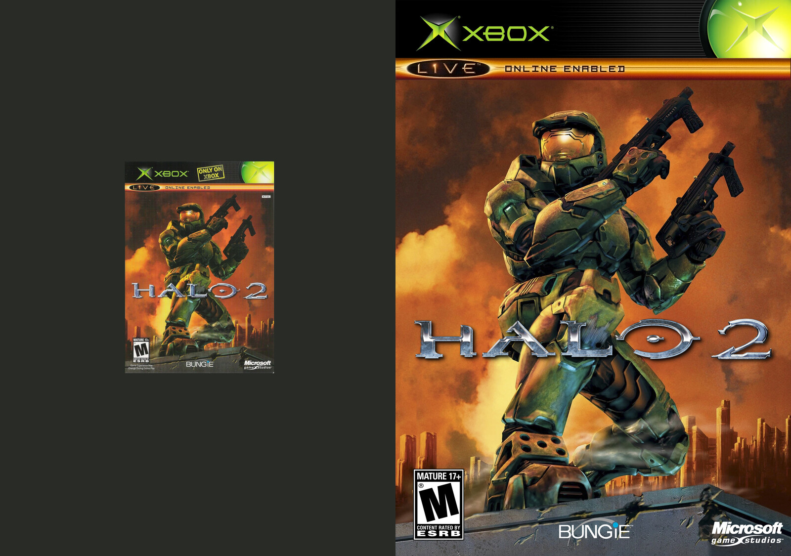 Halo 2 (original scan cover vs. upscaled)