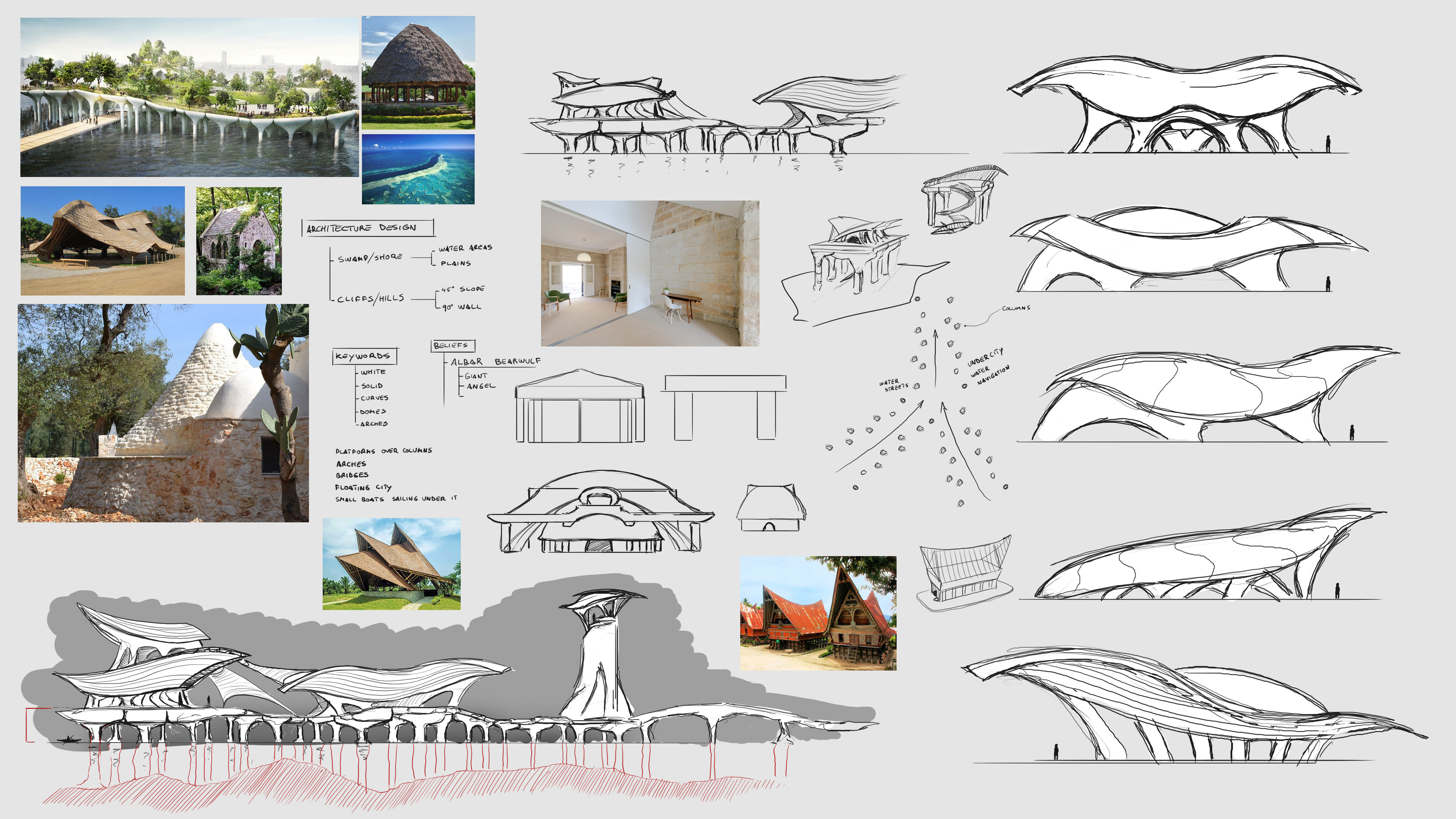 Very early development stage, exploring the possible shapes and style of this culture's buildings.