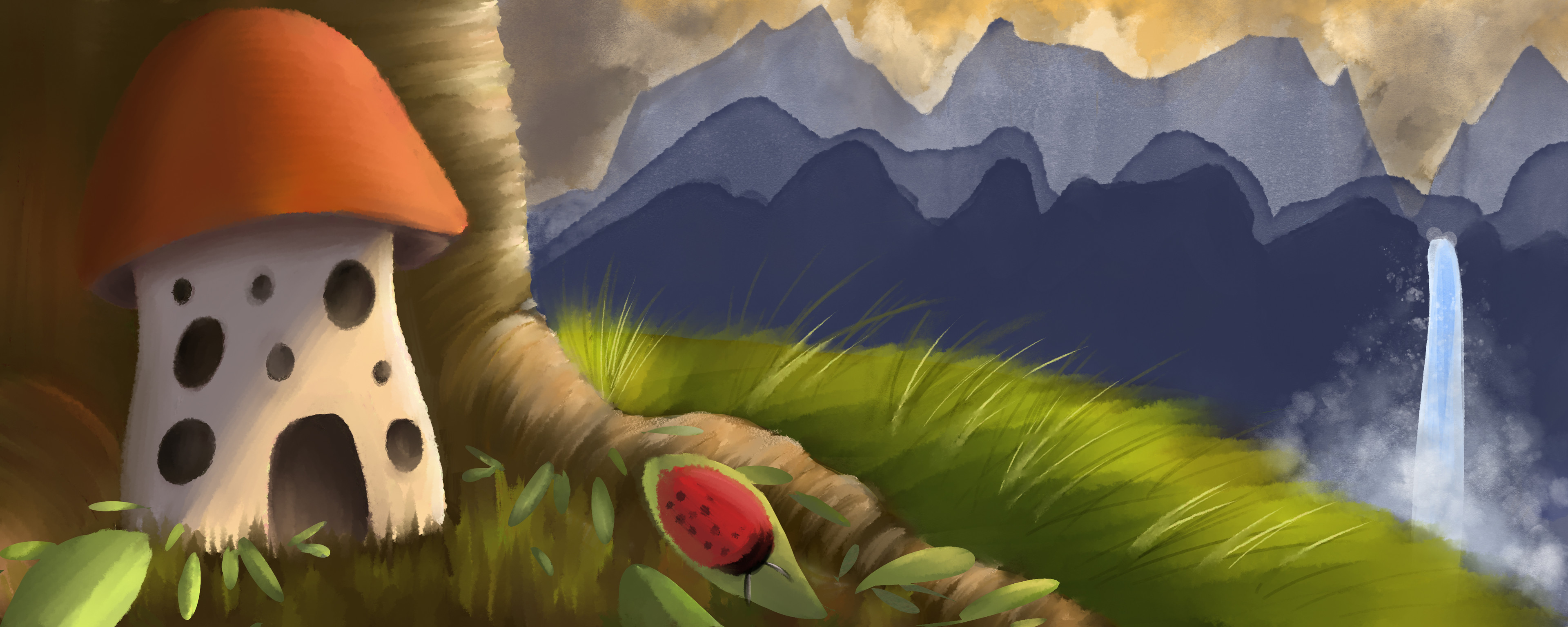 Inspired by a particularly holey mushroom and a larger than life lady-bug.