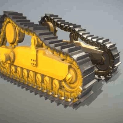Dennis haupt rigged and animated bulldozer undercarriage high poly version by 3dhaupt
