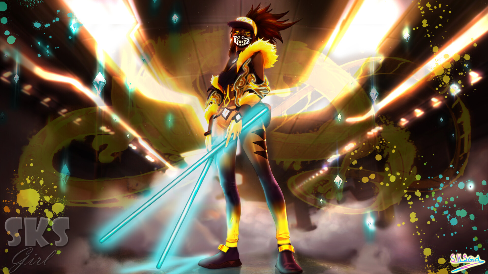 akali kda prestige neon splash