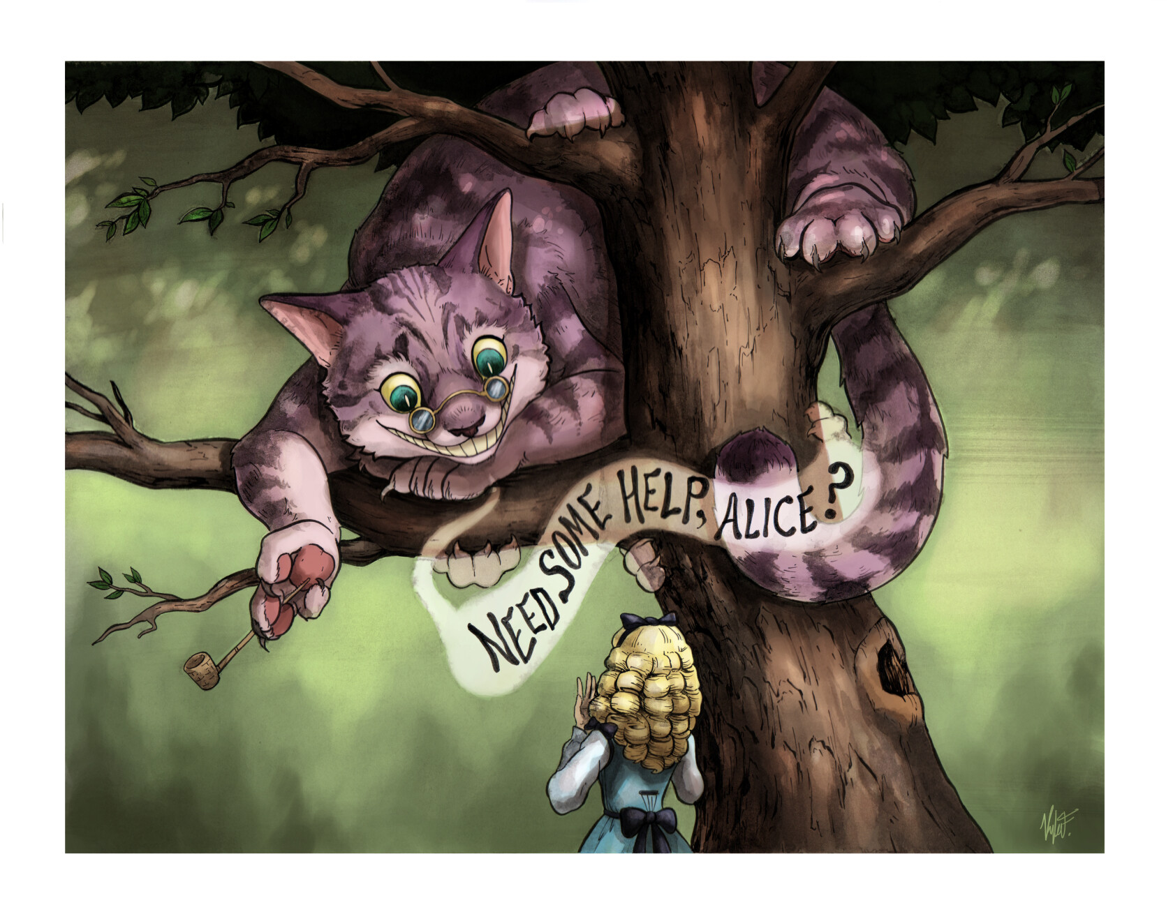 I was looking at some of my old art and found a piece I did of the Cheshire Cat and Alice for...