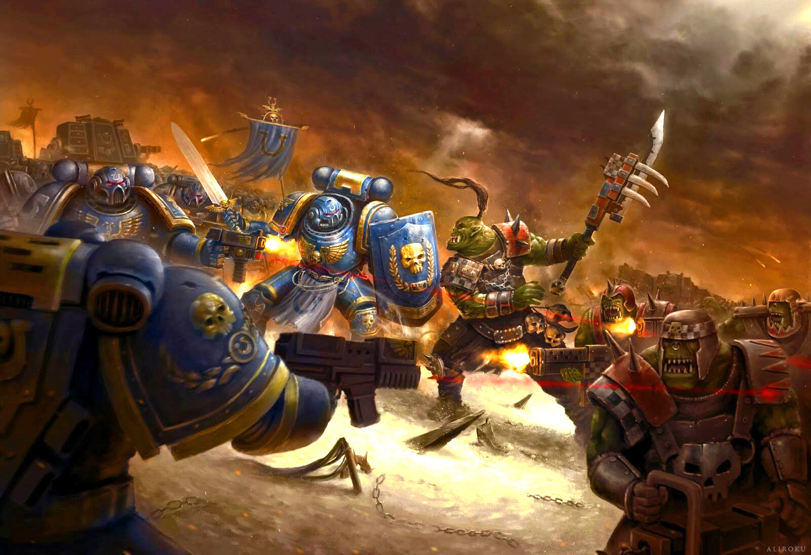 Spacemarine VS Orc - The Clash - Warhammer40k.