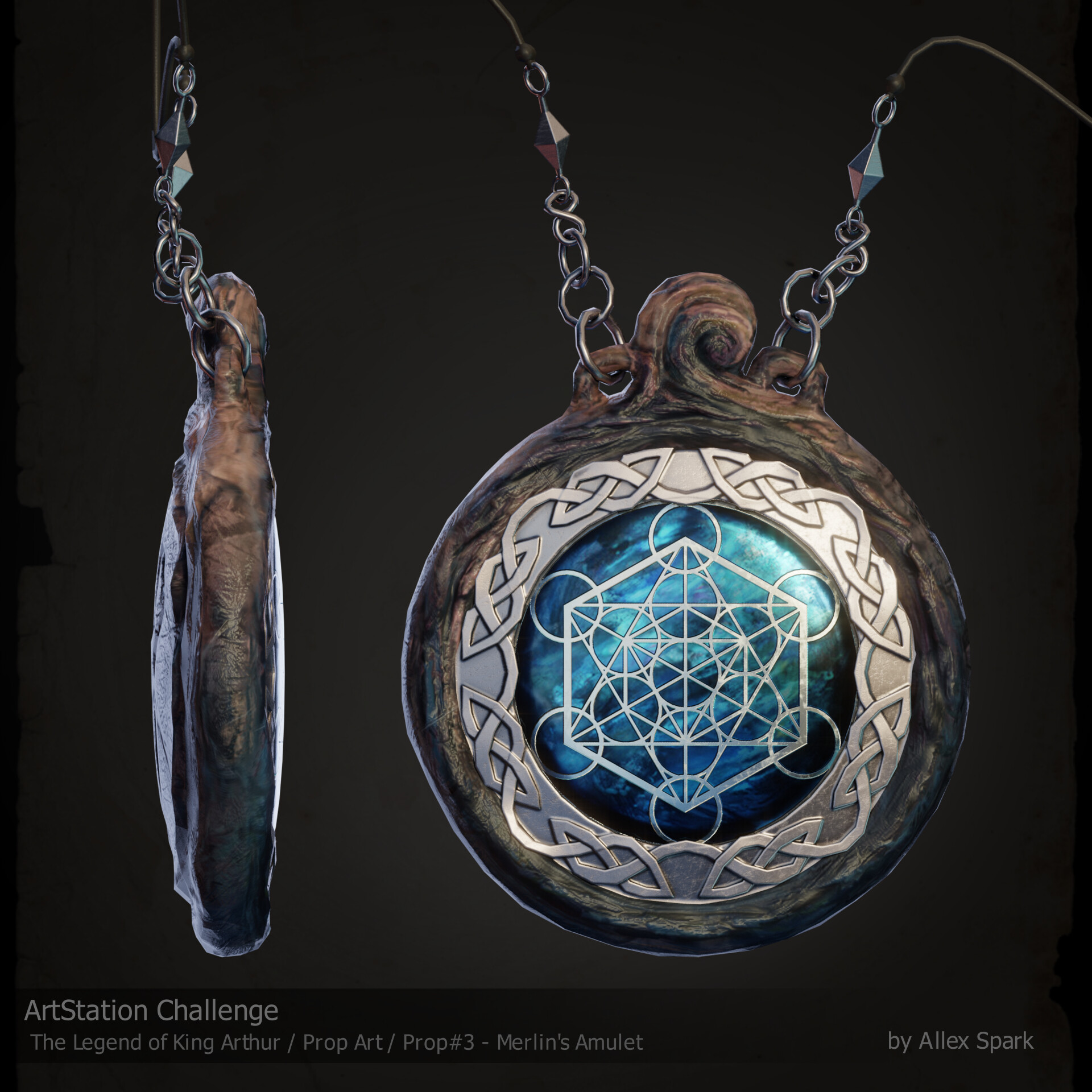 Allex Spark Artstation Medieval magic jewelry long beard wizard merlin dumbledore warlock pagan wicca pewter men's. none
