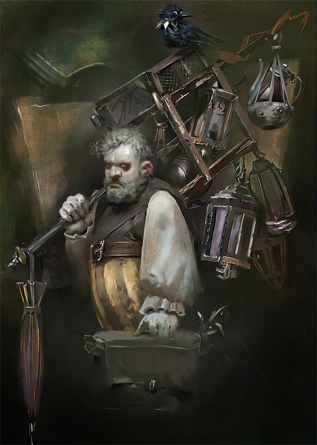 Artstation Etherfields Card Art Dream Merchant Piotr Krynski