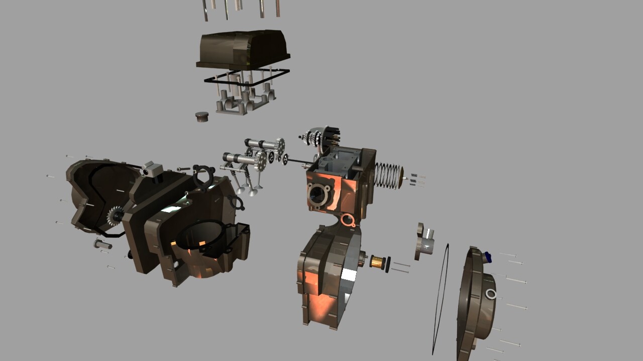 Artstation Exploded View Of Ktm 390 Engine Arun Kumar Rangala