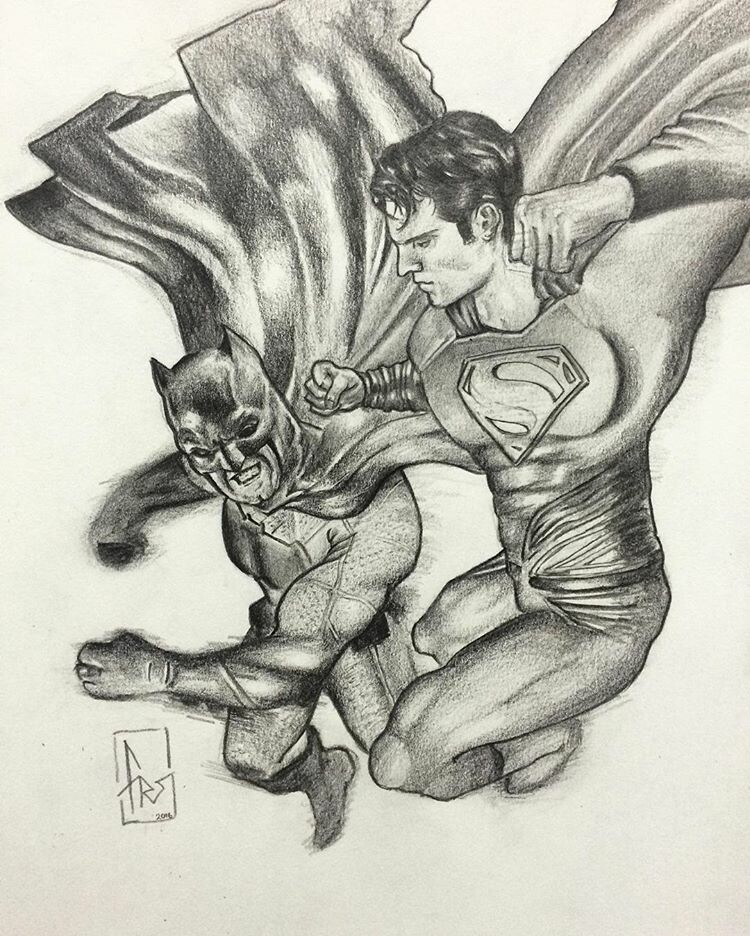 equipo Permitirse Auroch ArtStation - Batman v Superman Poster pencil drawing