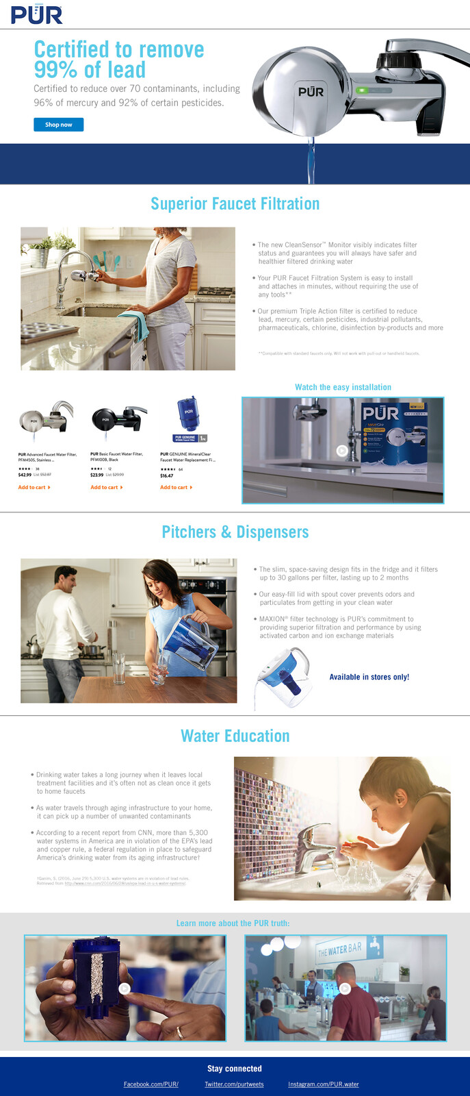 PUR Water Filters Educational Brand Page
