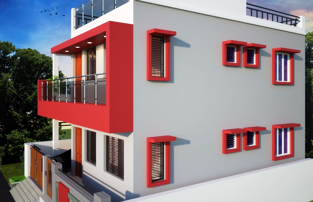 Artstation Residential Building Elevation Chennai Ramalingam R