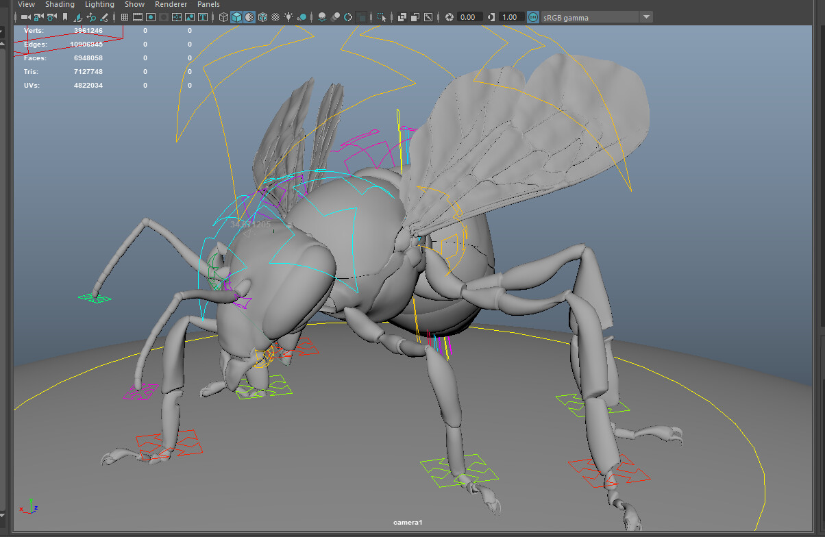 Maya screengrab of the bee model, no fur