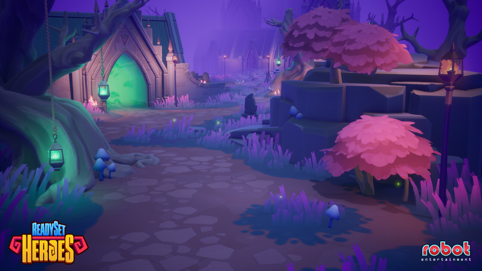 Graveyard art set - Created terrain materials, decals, foliage assets, and built out levels.