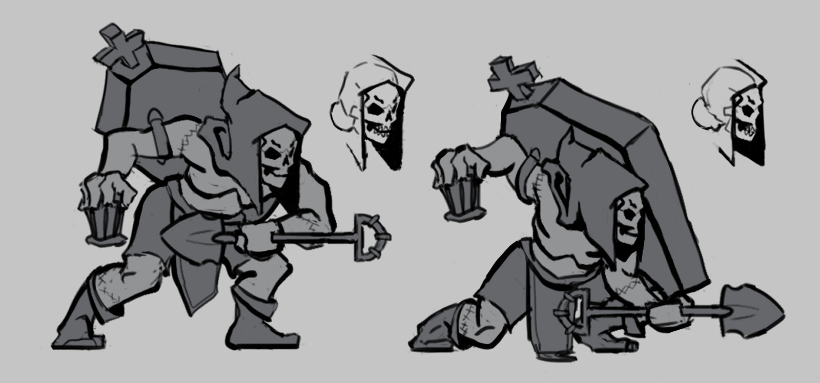 Initial Sketches for Standing and Crouching