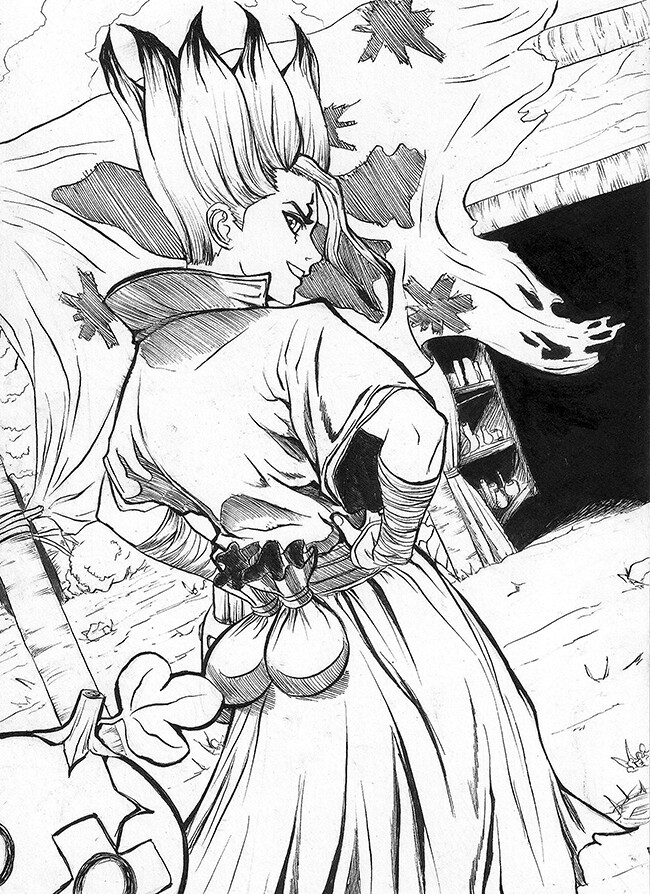 Zet.92 - Inktober Day 1: Dr.Stone - Senku