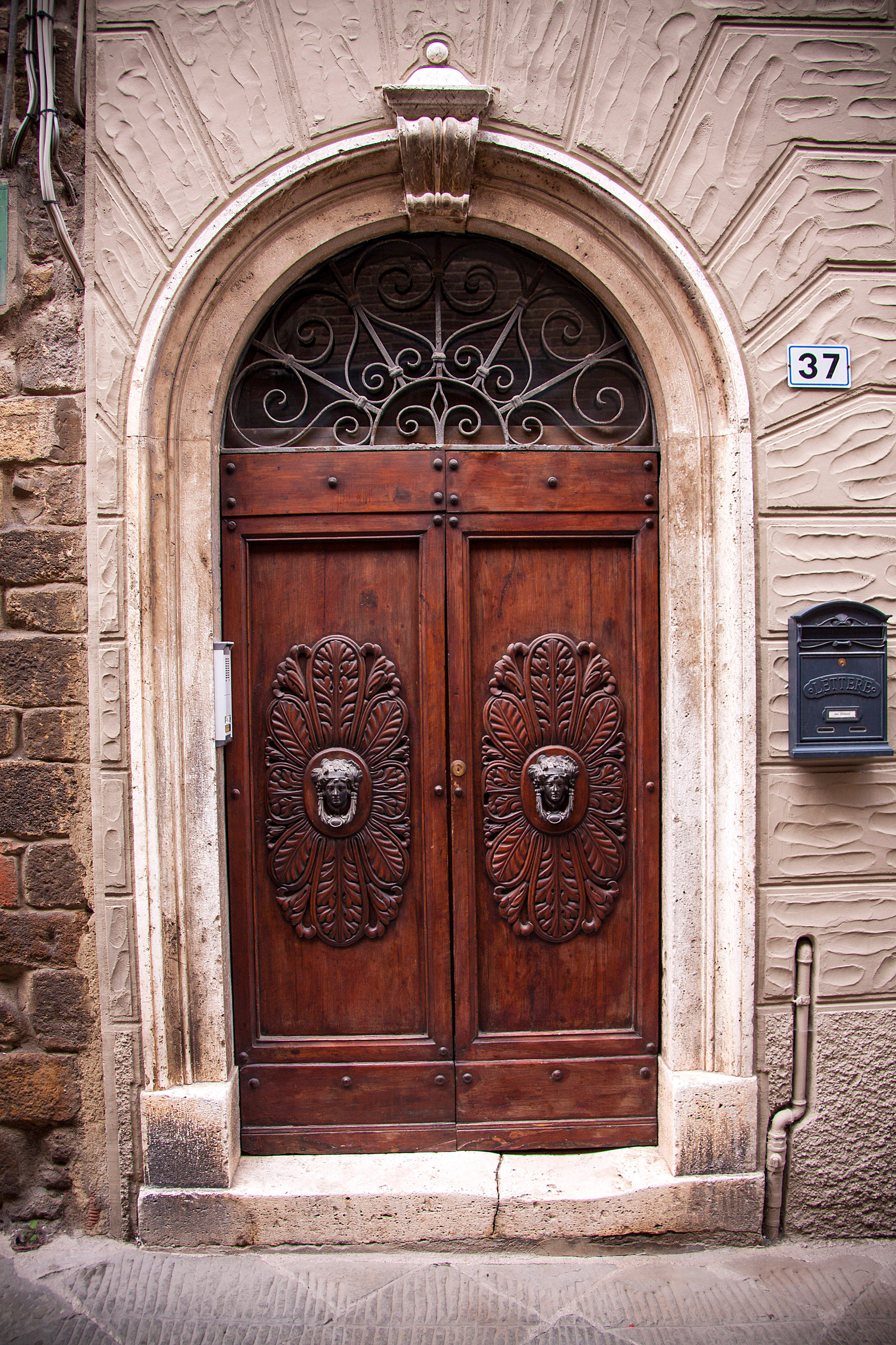 One of Montalcino's beautiful wood carved doors