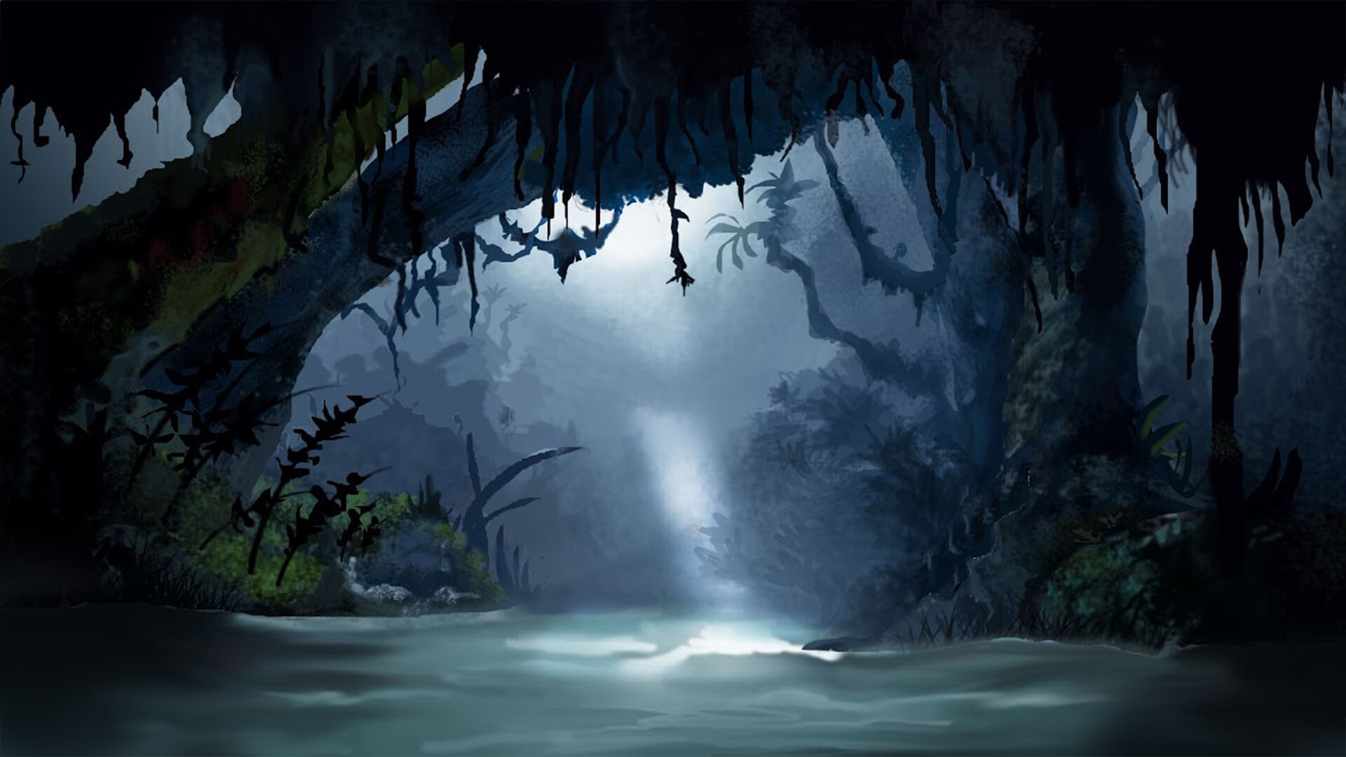 Artstation Night Forest Digital Painting Nonitha Manepalli