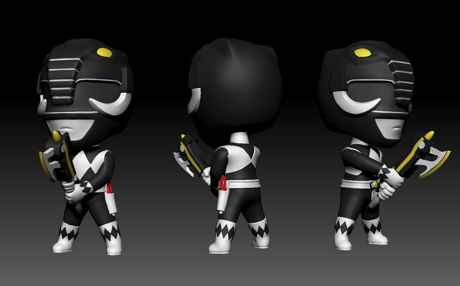 Artstation Power Ranger Mighty Morphin Black Ranger Chibi Viet Hoang