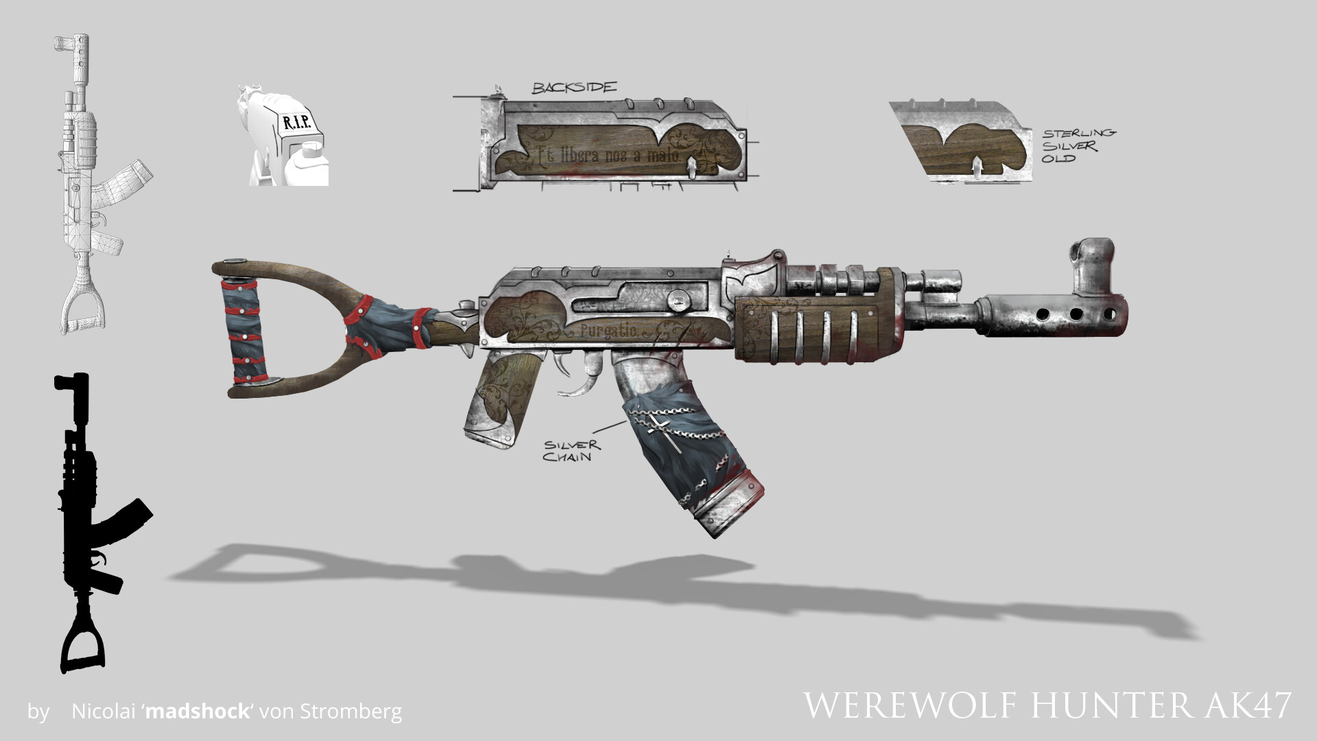 Nicolai Madshock Von Stromberg Werewolf Hunter Ak47 Concept What does this image really represent, and how is it connected to werewolf hunting? werewolf hunter ak47 concept
